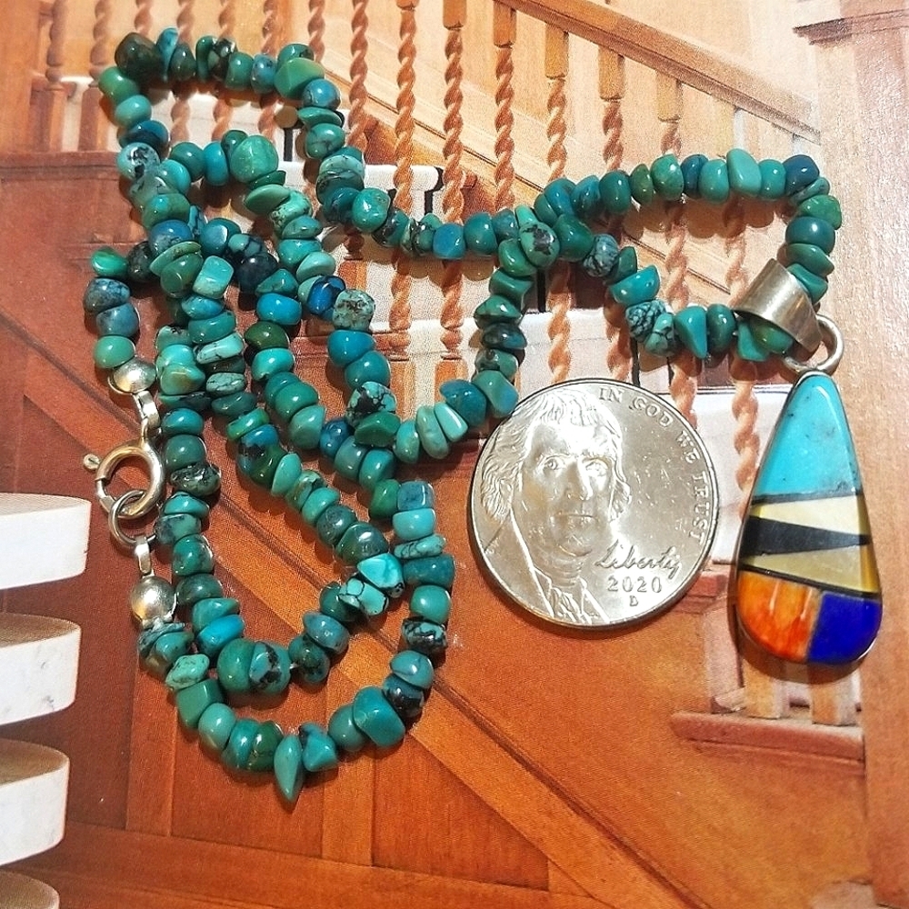 GILBERT DAMON VTG Navajo Artist signed Necklace